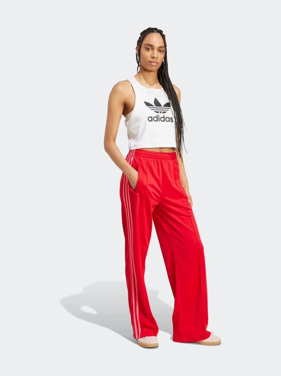 Rouge - Pantalons de survêtement amples Adidas Original Firebird