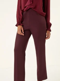 Rouge - Pantalons Roman Coupe droite en maille Ponte Extensible
