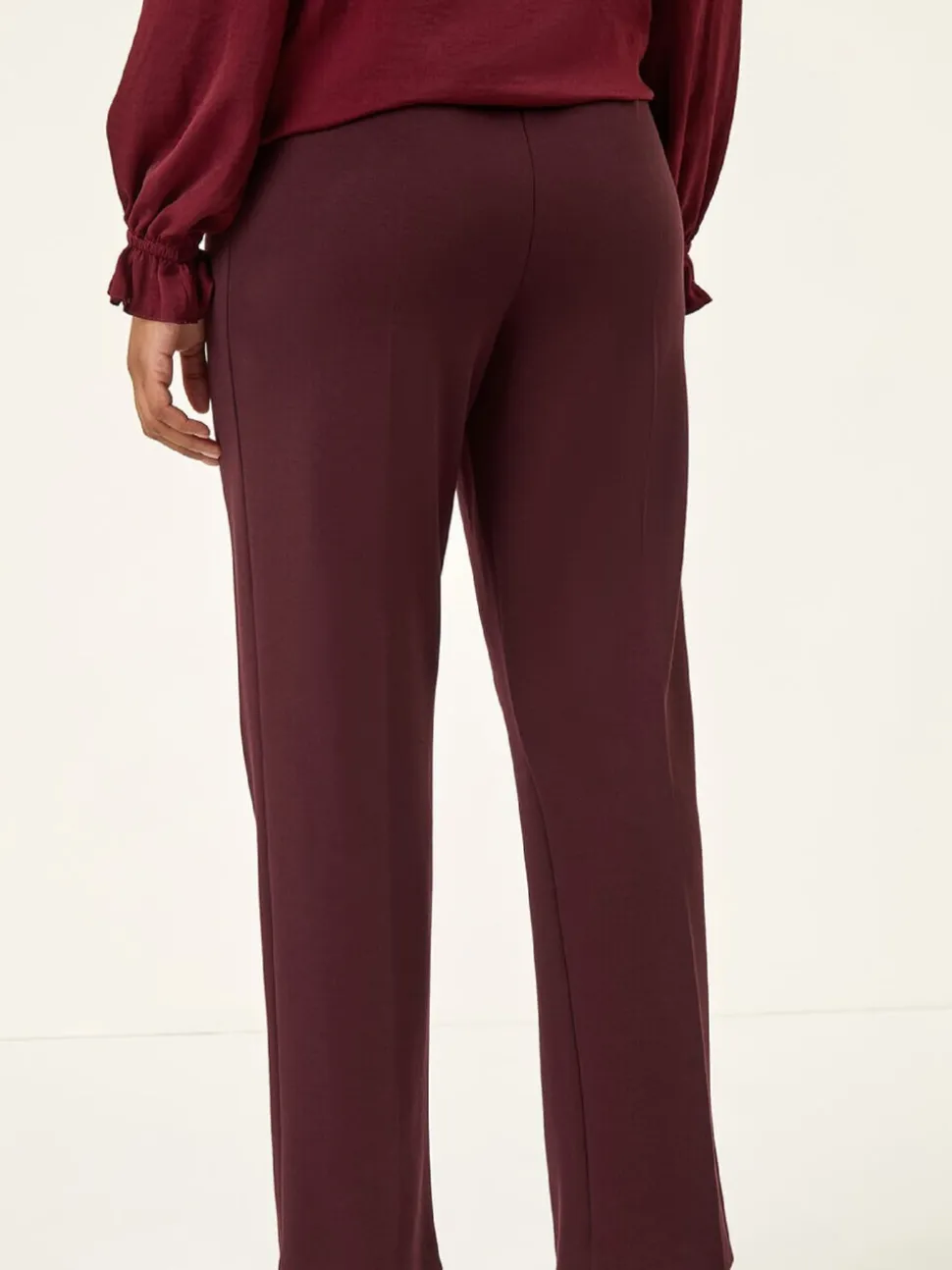 Rouge - Pantalons Roman Coupe droite en maille Ponte Extensible