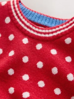 Rouge à pois - Débardeur sans manches en maille avec laine
