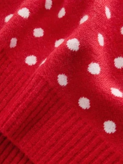Rouge à pois - Débardeur sans manches en maille avec laine