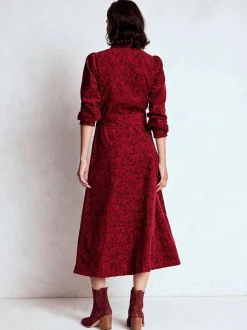 Rouge - Robe mi-longue Boden Clara en velours côtelé