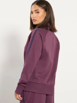 Rouge - Sweat-shirt zippé à col rayé PixieGirl Petite