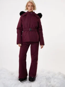 Rouge - Veste de ski rembourré Threadbare Ceinturé