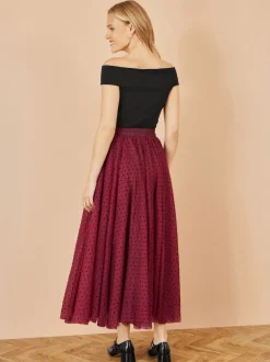 Rouge - Yumi Maille Cœur Imprimé Tulle Jupes