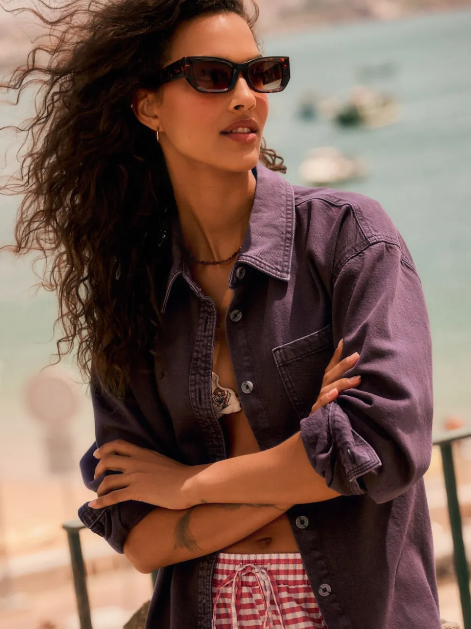 Rouge baie - Chemises oversize en Denim