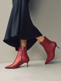 Rouge bordeaux - Bottes fines à talons et bout pointu