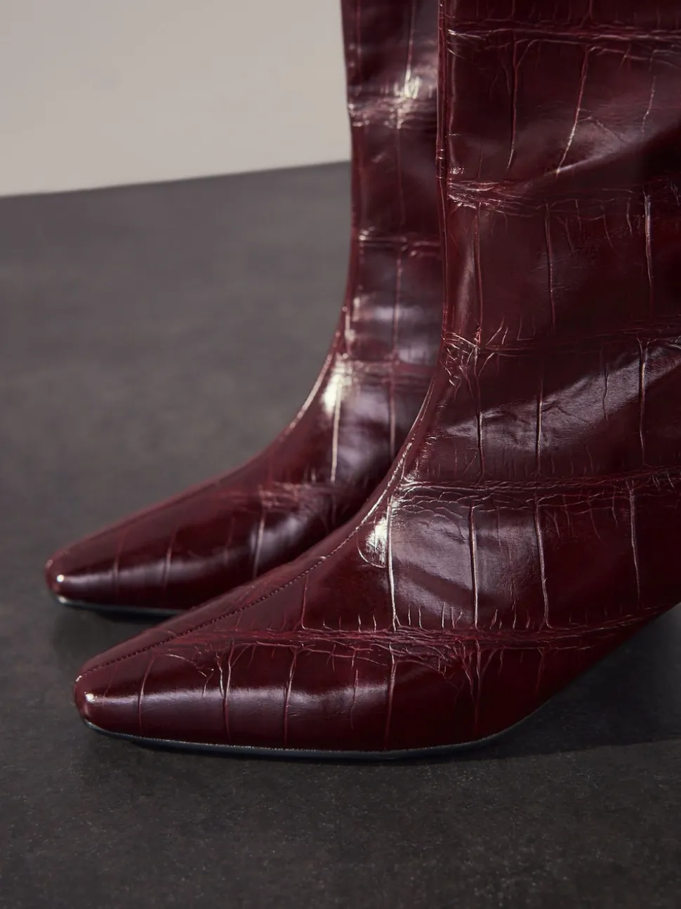 Rouge bordeaux - Bottes Forever Comfort® hauteur genou à talons incurvés