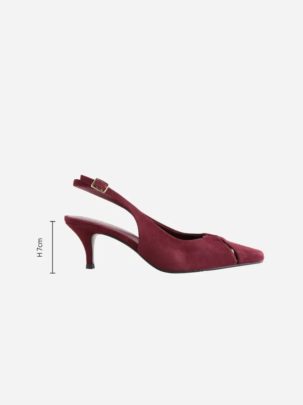 Rouge bordeaux - Chaussures à talons à bride arrière en cuir et détails découpés