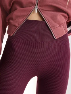 Rouge bordeaux - Côtelé sans couture Taille haute Leggings