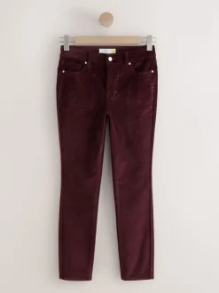 Rouge bordeaux - Jean ajusté en velours côtelé
