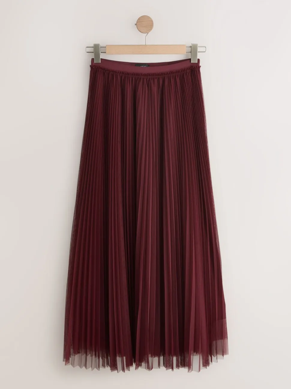 Rouge bordeaux - Jupe longue plissée maxi en tulle