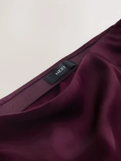 Rouge bordeaux - Jupe Midi Satin