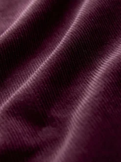 Rouge bordeaux - Jupe mi-longue en velours côtelé à taille basse