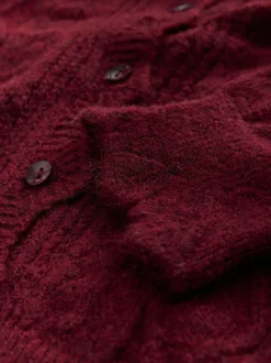 Rouge bordeaux - Laura Ashley Cardigan boutonné pointelle et festoncles avec une touche de laine