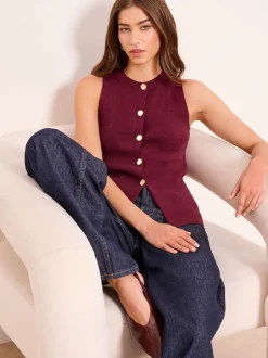 Rouge bordeaux - Lipsy veste longue sans manches en maille
