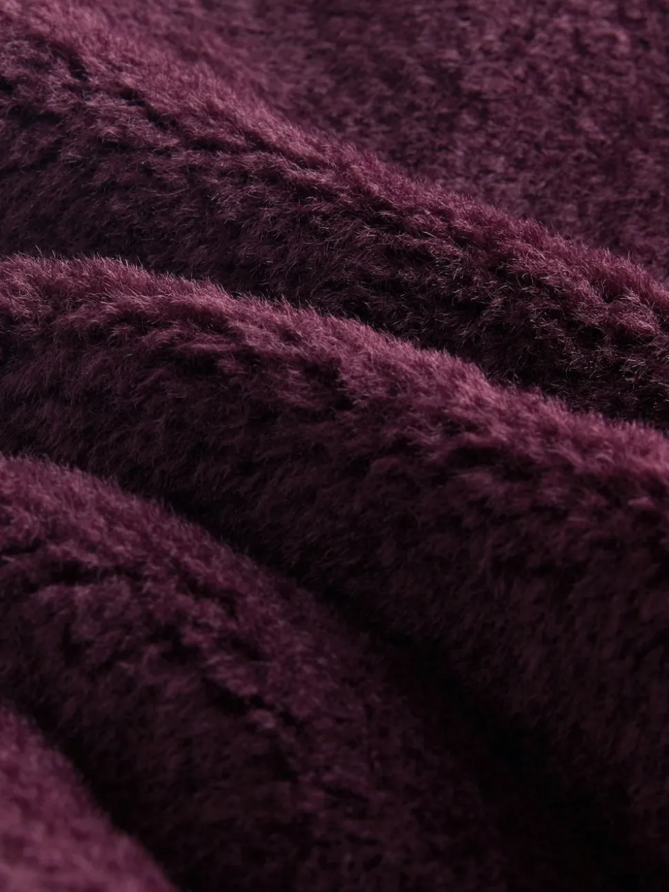 Rouge bordeaux - Manteau sans col en fausse fourrure