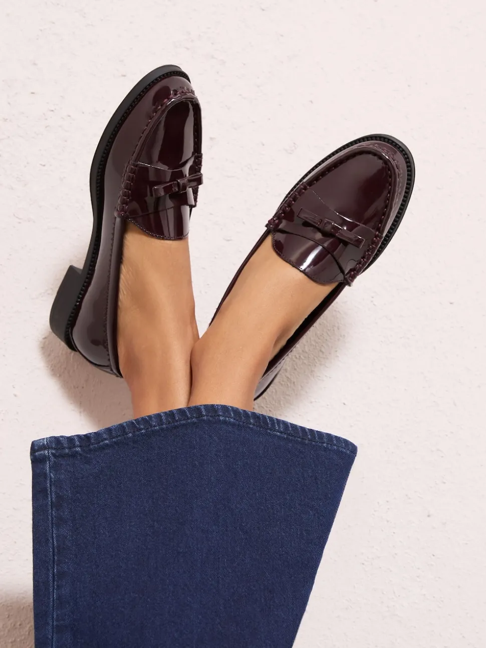 Rouge bordeaux - Mocassins Friends Like These Comfort nœud habillés en similicuir verni
