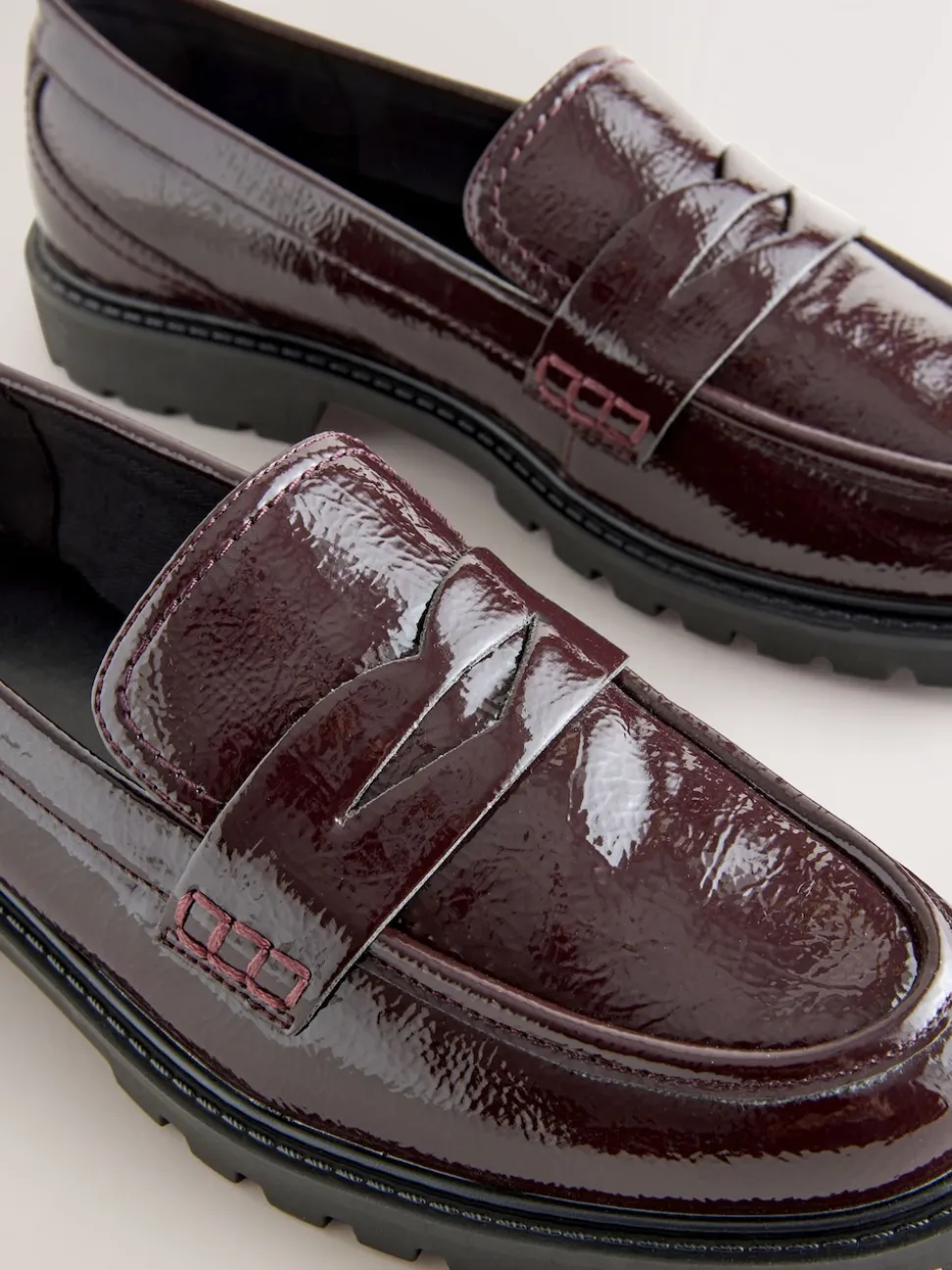 Rouge bordeaux - Mocassins vernis épais