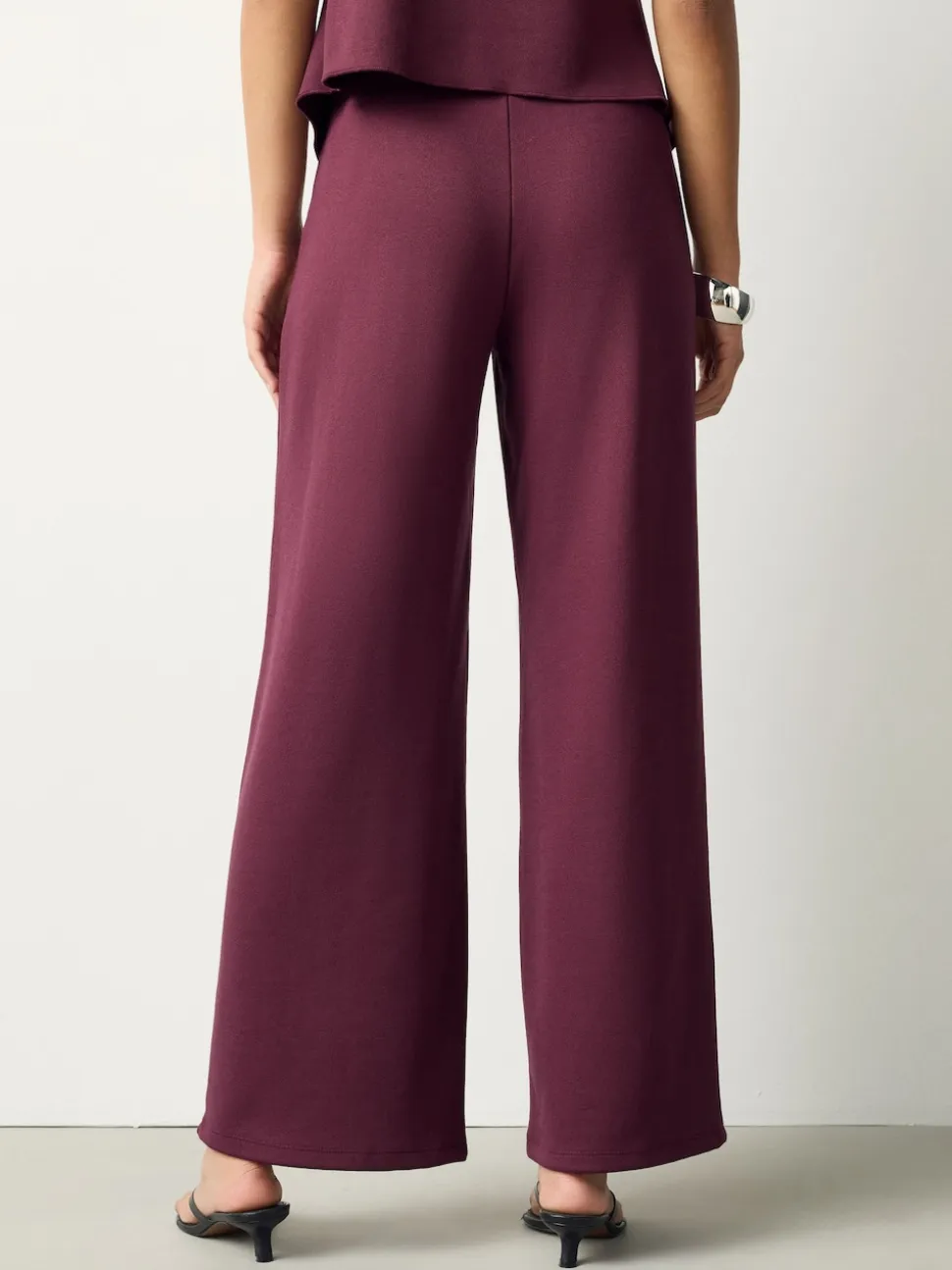 Rouge bordeaux - Pantalons jambe large compact