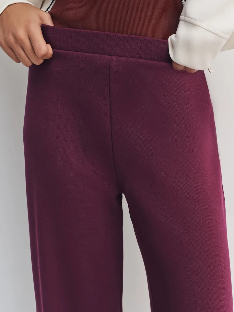 Rouge bordeaux - Pantalons jambe large compact