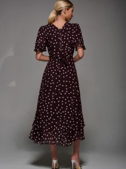 Rouge bordeaux - Robe Jolie Moi Midaxi en mousseline à volants