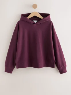 Rouge bordeaux - Sweat-shirt côtelé doux au toucher à capuche