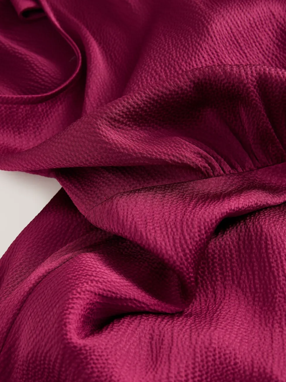 Rouge bordeaux - Texture Satin Licol Sans manches Mi-long Robe