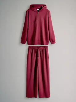 Rouge bordeaux - The Set Ensemble Oversized Modal Zip Through Sweat-shirt & Joggers