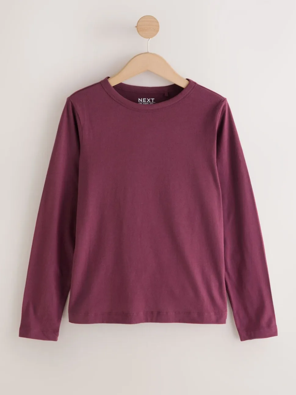 Rouge bordeaux - T-shirt à manches longues de cou d'équipage
