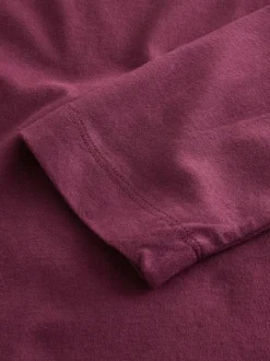 Rouge bordeaux - T-shirt à manches longues de cou d'équipage