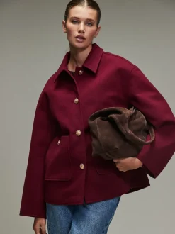 Rouge bordeaux - Veste brossée à col
