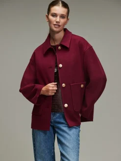 Rouge bordeaux - Veste brossée à col