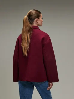 Rouge bordeaux - Veste brossée à col