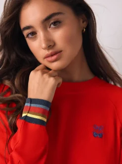 Rouge cerise - Pull col rond riche en coton au toucher doux