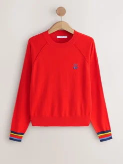 Rouge cerise - Pull col rond riche en coton au toucher doux
