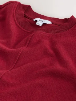 Rouge cerise - Pull côtelé confortable au toucher à col rond