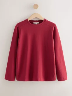 Rouge cerise - T-shirt manches longues Col rond épais