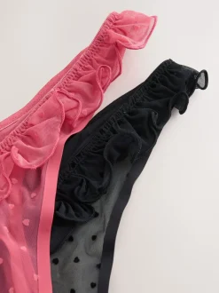 Rouge/Noir - Lot de 2 culottes floquées en maille cœur