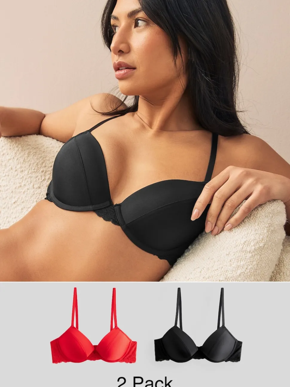 Rouge/Noir - Lot de 2 soutiens-gorge T-shirt lissants A-E