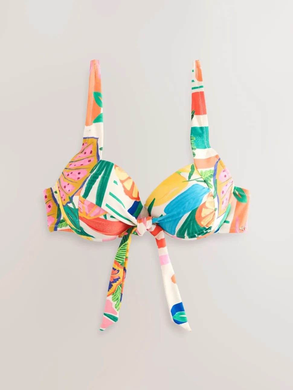Rouge/vert - Haut de bikini rembourré à armatures avec nœud sur le devant