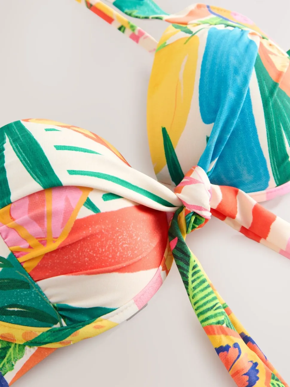 Rouge/vert - Haut de bikini rembourré à armatures avec nœud sur le devant