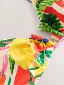Rouge/Vert Tropical - Haut de bikini raccourci Whipstitch