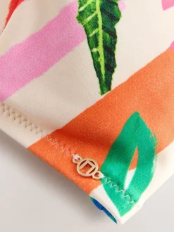 Rouge/Vert Tropical - Haut de bikini raccourci Whipstitch