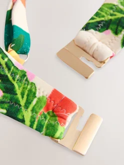 Rouge/Vert Tropical - Haut de bikini raccourci Whipstitch