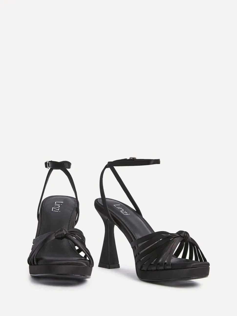 Satin noir - Sandales à talons Linzi Socialite à lanières et plateforme