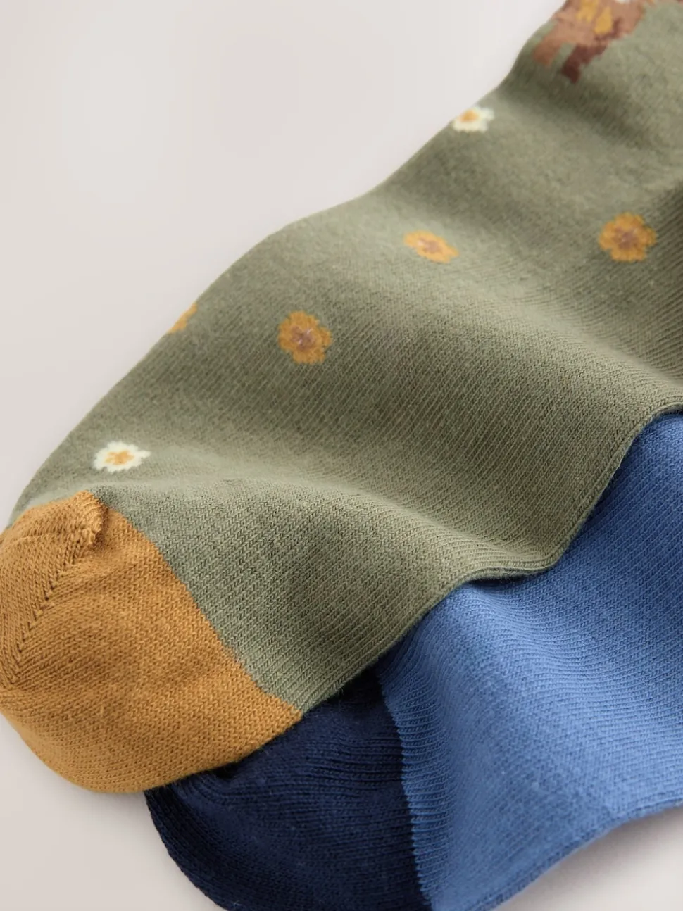 Scène Hamish The Highland Cow - Lot de 2 paires de chaussettes en coton à poignée chaude