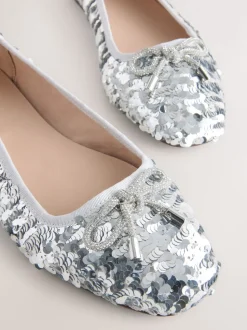 Sequin argenté - Ballerines à bout rond
