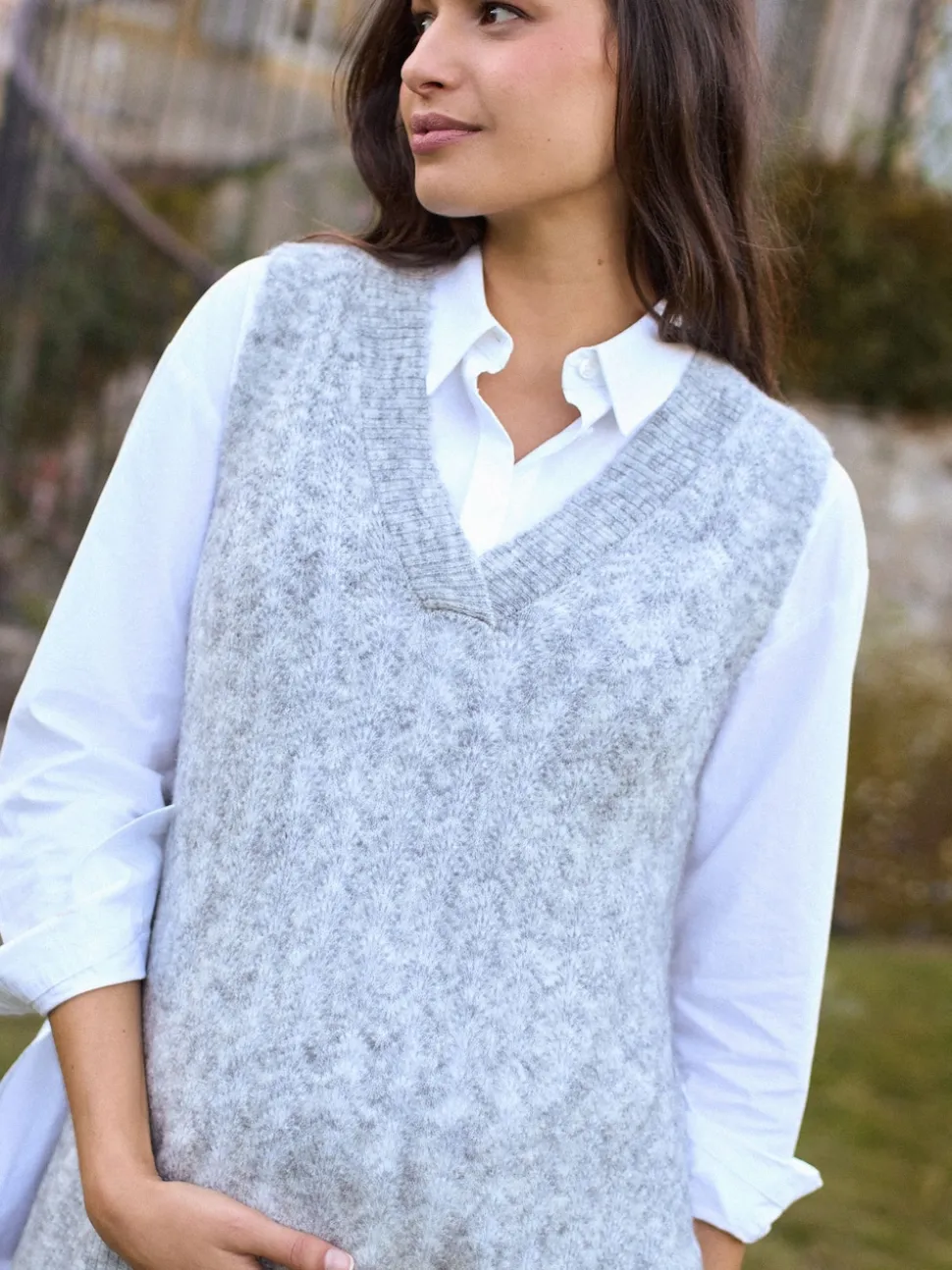 Seraphine Gilet de Grossesse en laine Blend Pointelle