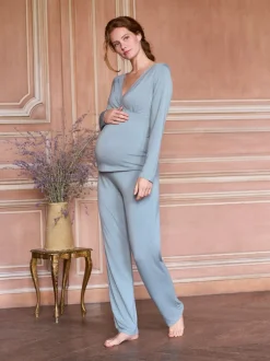 Seraphine Grossesse et Allaitement Pyjamas en jersey de bambou Très doux Ensemble 2 Pieces